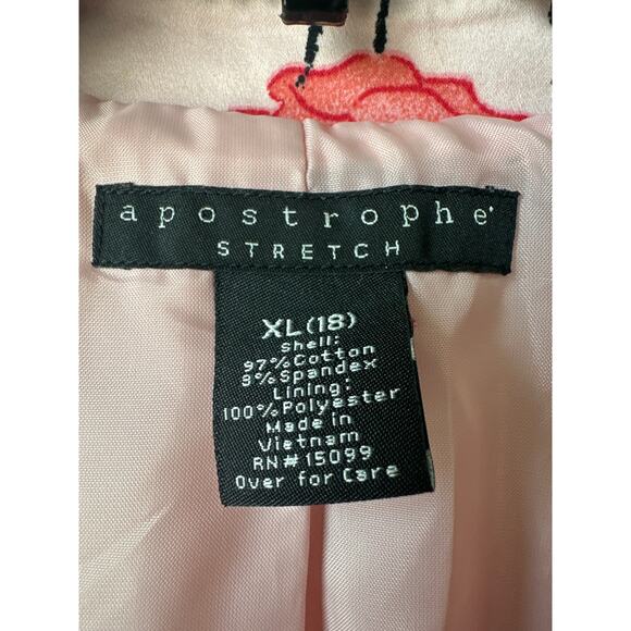 Apostrophe Stretch Rain Trench Coat Posey Floral Pink Lined Belt Women’s XL(18) - Picture 8 of 11